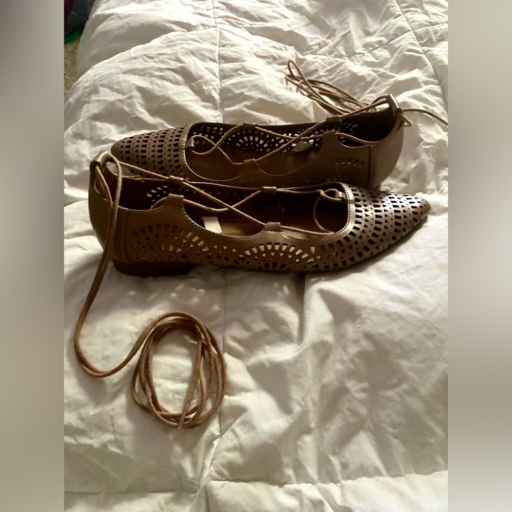 Moschino Tan Leather Loafers Flats